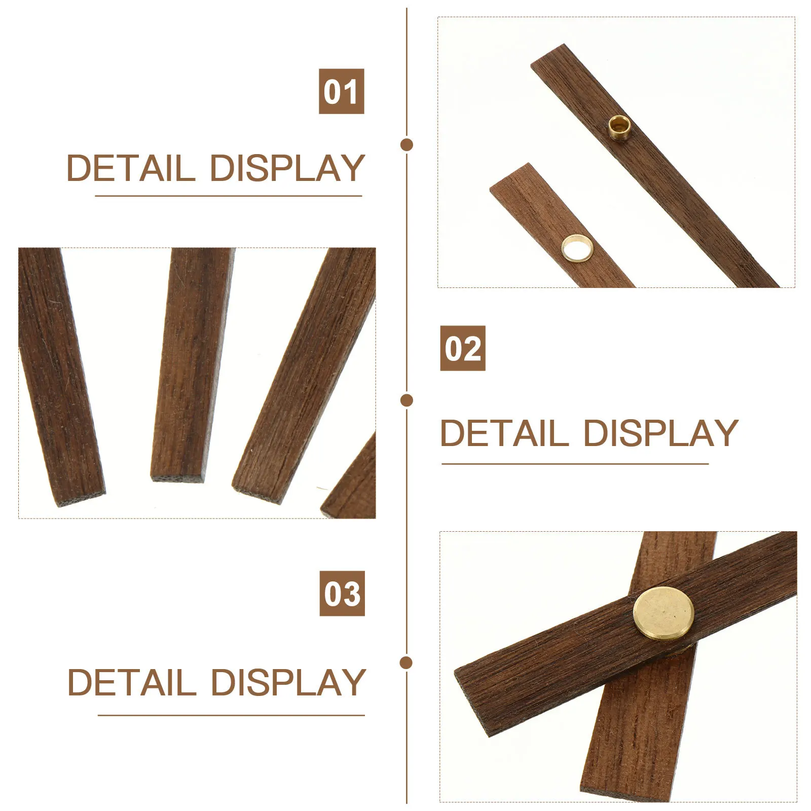 

5Sets Wooden Clock Movement Repair Kit for Frameless Quartz Wall Clock Decorative Craft Supplies Mute Hands