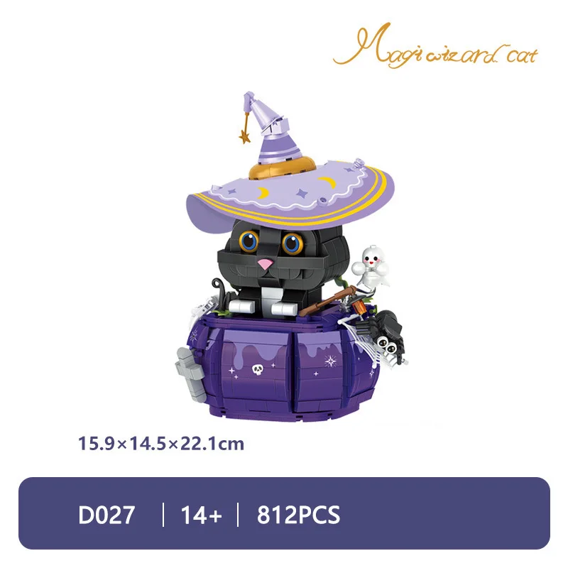 

Idea Animals Halloween Block Construction Sets Magic Wizard Black Cat Model Sets Toys Building Bricks Collection For Gifts