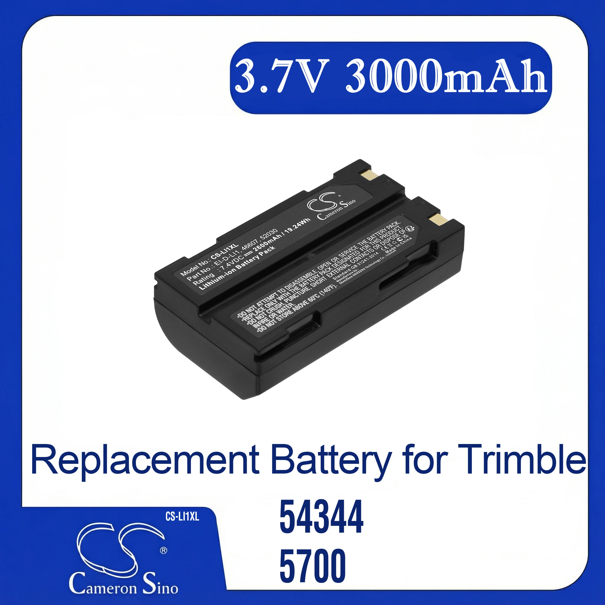 

Cameron Sino Replacement Battery for Trimble 54344, 5700, 5700 Receiver, 5800, 92600, DINI03, Fits P/N 29518