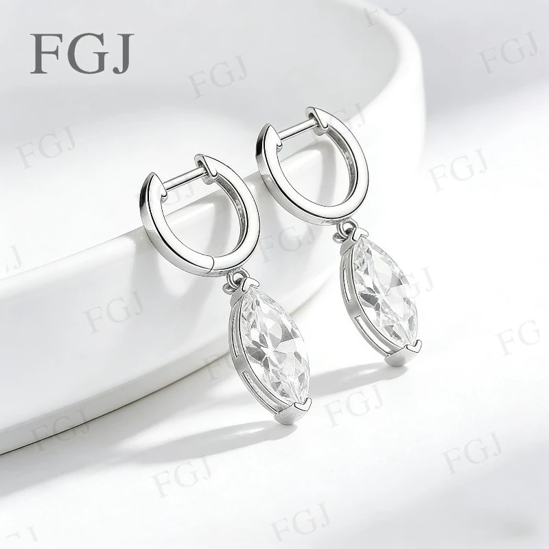 

925 Sterling Silver Moissanite Stud Earrings Personalized Marquise 2CT 4CT Earrings Shiny Bridal Statement Jewelry Gifts for Her