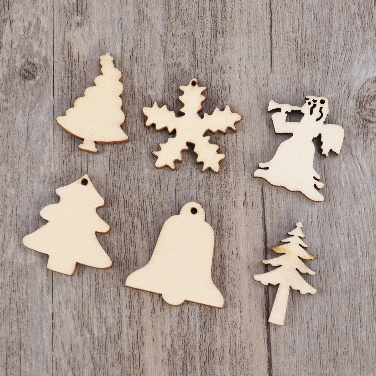

50pcs Eco-Friendly Wooden Christmas Decorations Unfinished Craft Wood Slices 12 Assorted Designs Diy Ornament For Tree Wall