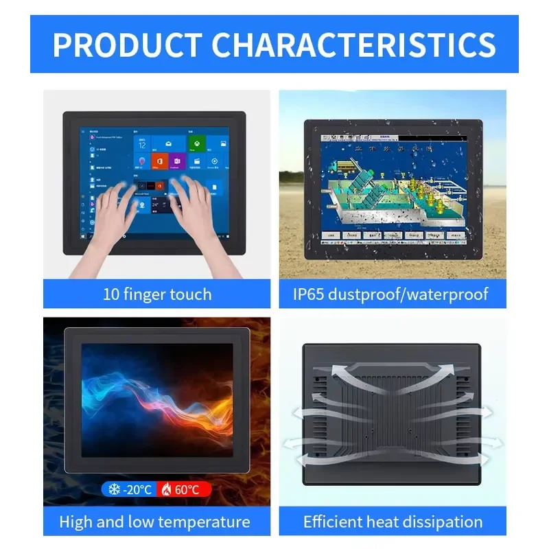 15.6 Inch 3mm Bezel Embedded Automation X86 J1900 J6412 N100 Industrial Fanless Panel PC Win 7/8/10/11 Touch Screen