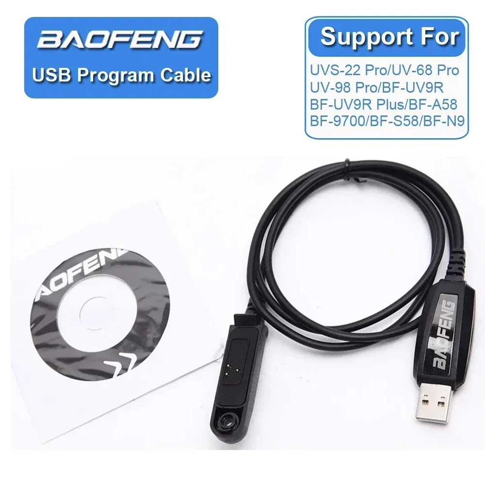 

USB Programming Cable Driver CD Waterproof For BaoFeng UV-S22 PRO UV-9R Plus UV-68 A-58 GT-3WP BF-9700 S58 N9 Walkie Talkie