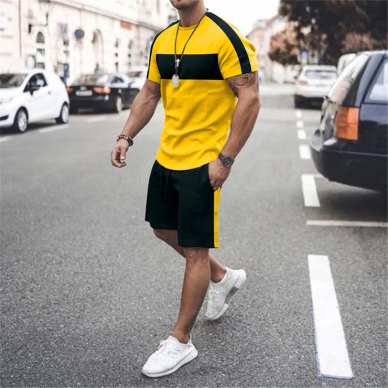 Summer T Shirts+Shorts 2 Piece Suits Man Fashion Casual Stylish Sweatsuit Set Outfits Sports Jogging Suit Man Oversized Clothing