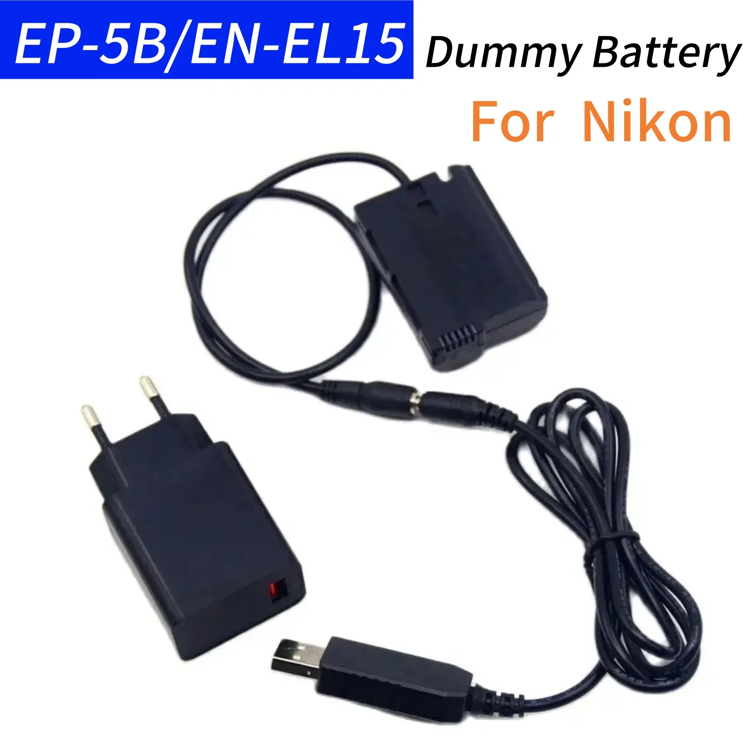 18W USB Charger+USB-DC Cable+EN-EL15 Dummy Battery EP-5B DC Coupler for Nikon Z7 Z6 D7500 D7200 D7100 D7000 D850 D810 D800