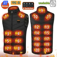 Mens Winter 27 Zone Heating Vest Jacket USB Smart Electric Sleeveless Jacket Self-heating Clothes Womens Ski Warm Padded Coat