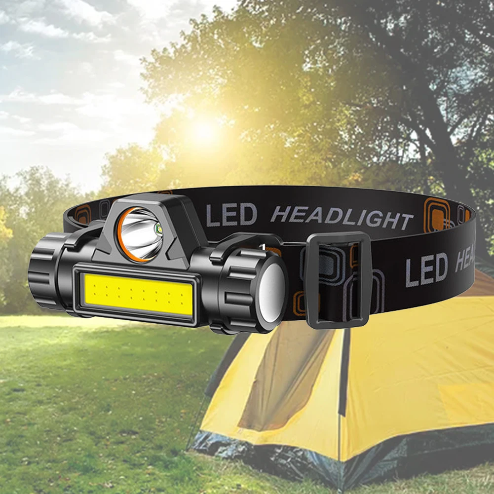 المحمولة XPE + COB رئيس ضوء 150LM 400mAh LED مصابيح العمل قابل للتعديل مايكرو USB قابلة للشحن IPX4 مقاوم للماء للأنشطة الخارجية