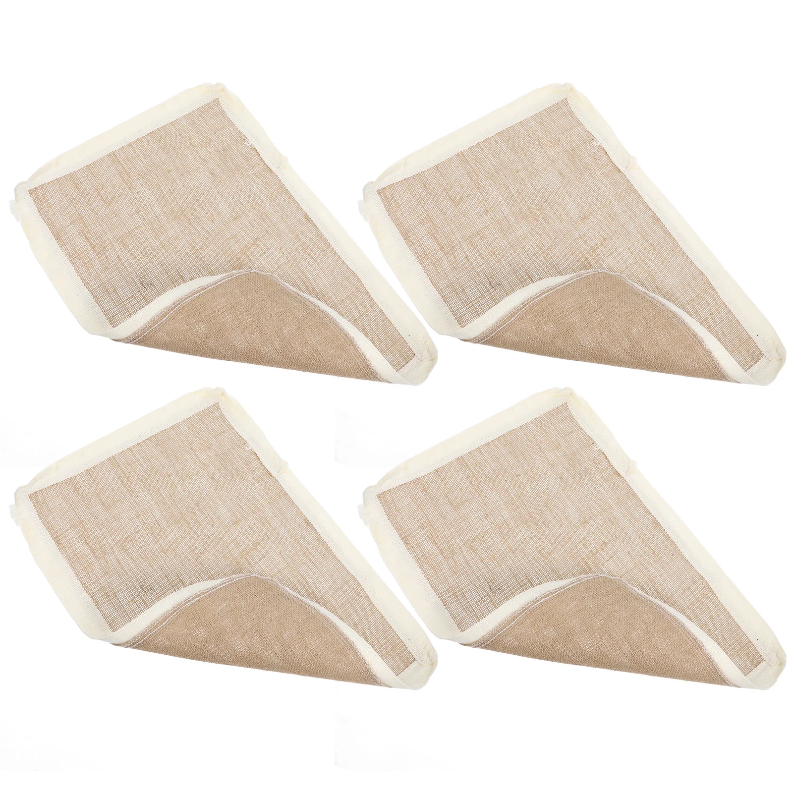 

4 pcs Jute Placemats Natural Burlap Dining Table Mats Rustic Farmhouse Style Washable Heat Resistant For Daily Use Wedding Decor