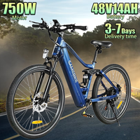 Electric Bike 750W Brushless Motor 48V14AH Battery Electric Bike 26-Inch Tire Hydraulic Braking 7-Speed Mountain E-Bicycle