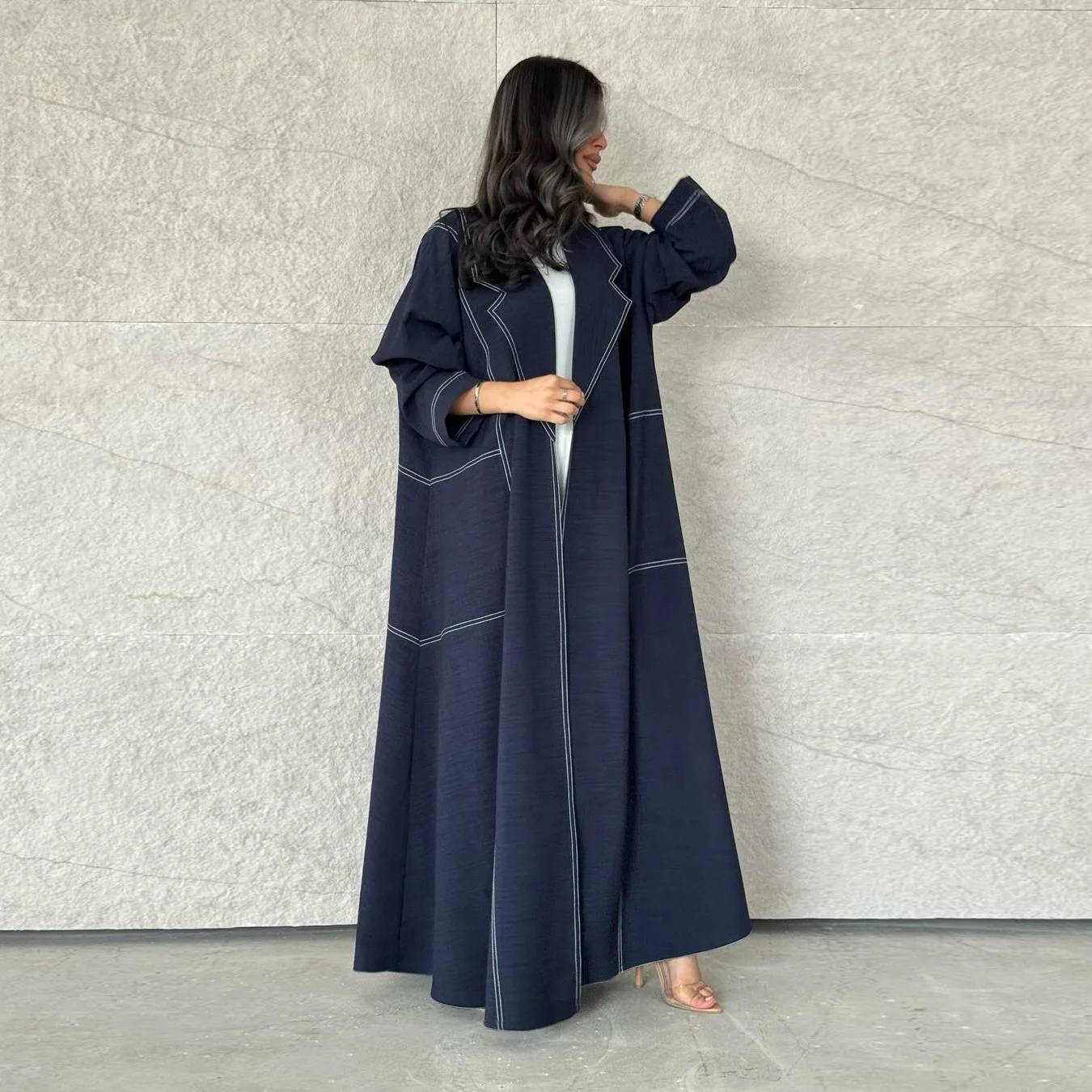 

Latest Design Denim Open Trending Abayas Solid Color Kimono Islamic Clothing for Muslim Women Plain Design Daily Wear Dresses