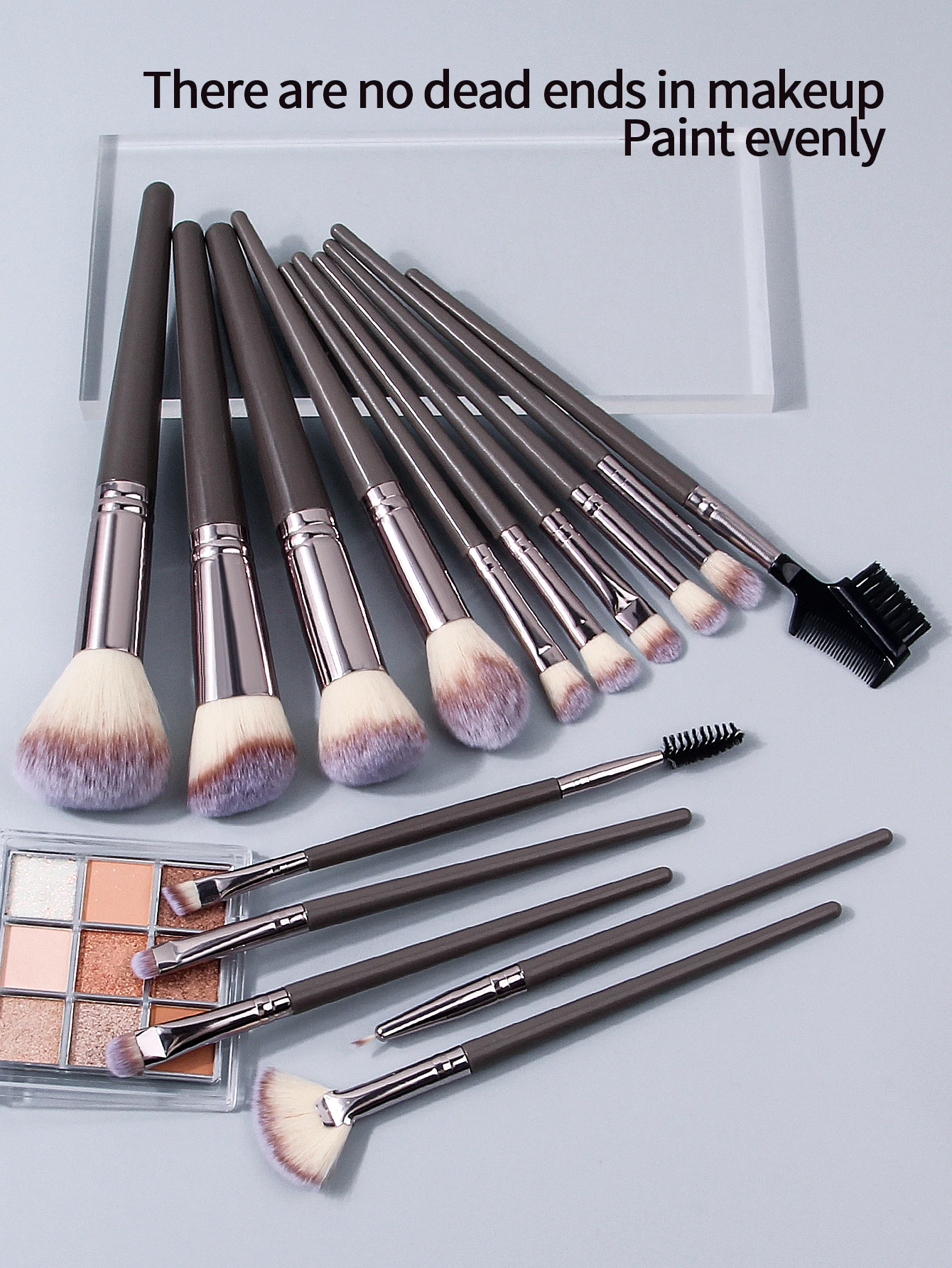 19pcs Professional Makeup Brush Kit,15Brushes+2Powder Puffs+2Makeup Sponges,Portable Complete CosmeticTools Set for Daily&Travel