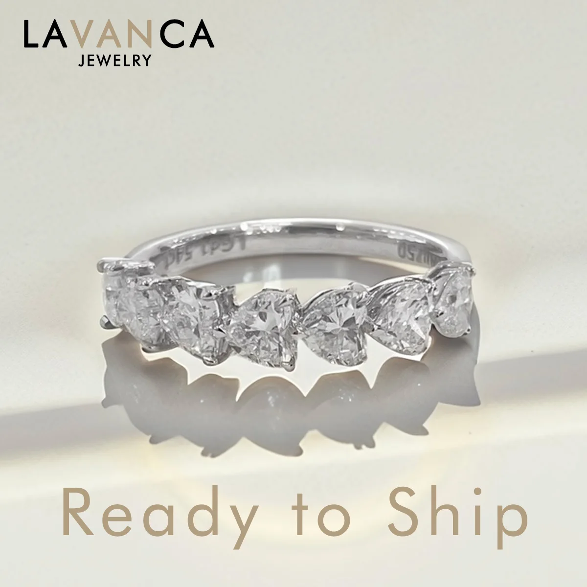 

Heart Shape Lab Grown Diamond Ring 18K White Gold Total about 0.7ct Heart Lab Diamond Half Eternity Ring for Women