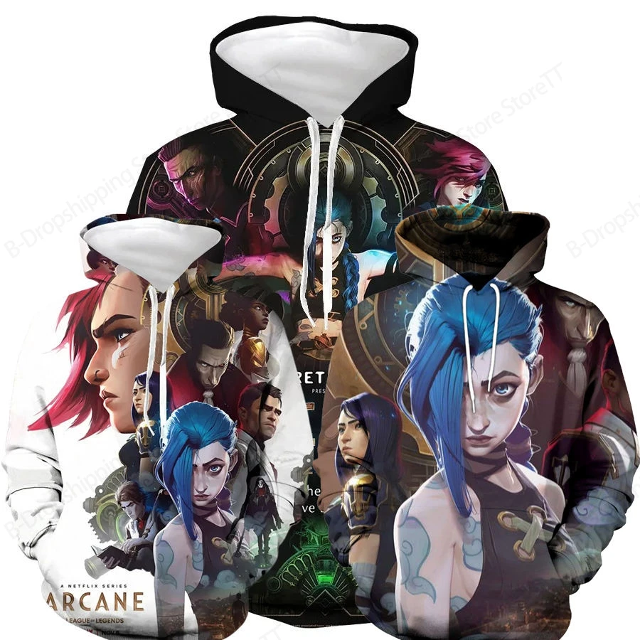 Arcane League of Legends 3d Print Hoodie Men Women Fashion Long Sleeve Hoodies Sweatshirt Men's Hoodie Anime Games Coat Kids Top