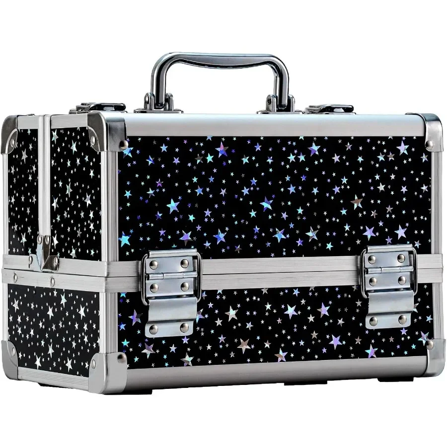 

Portable Makeup Case Organizer with 2 Trays and Builtin Mirror for Cosmetologists Aesthetic Professionals and Nail Technicians