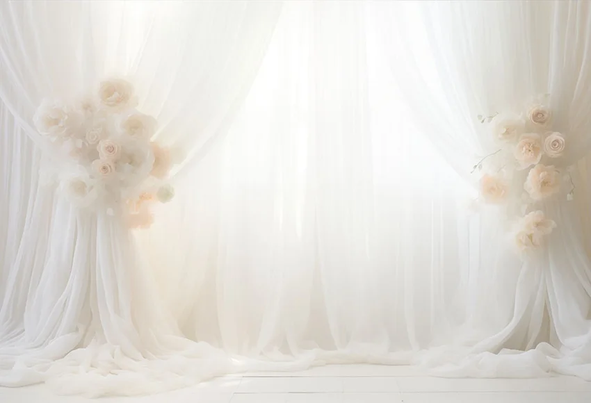 Mehofond Photography Background White Curtain Window Flower Adult Birthday Wedding Maternity Portrait Decor Backdrop Photo Studi