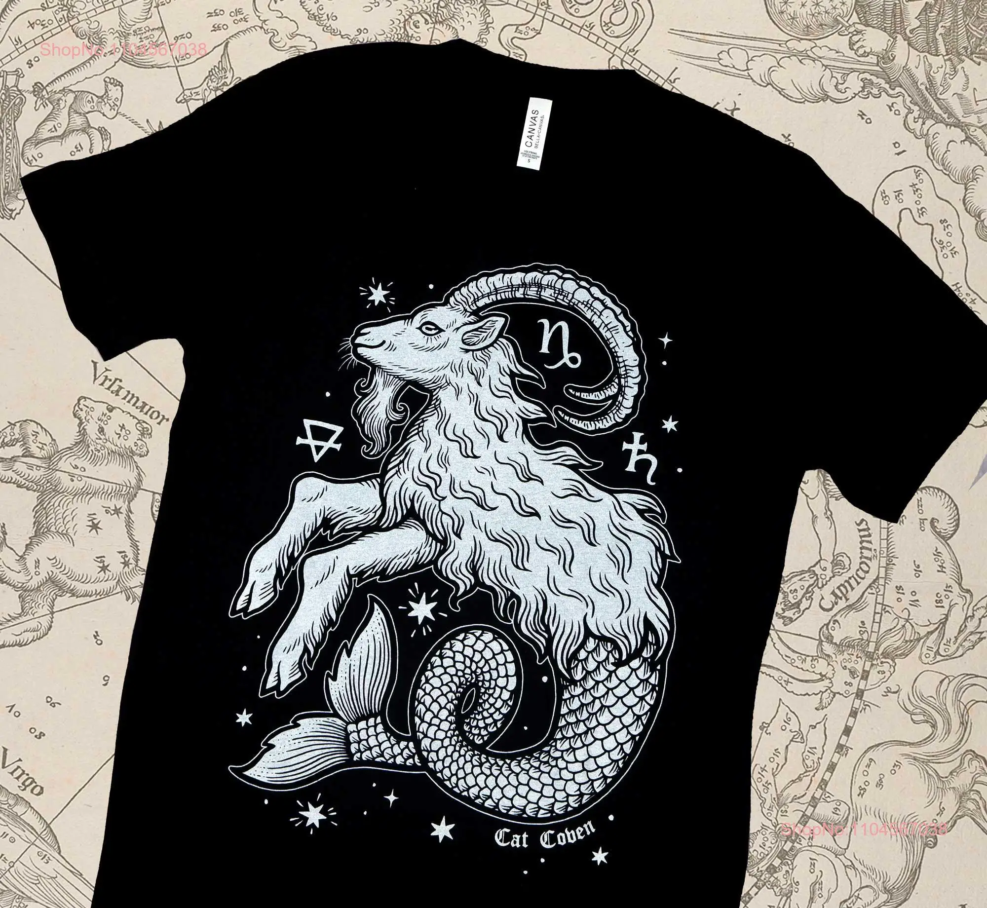 SALE Capricorn Screen Print T shirt Magick Pagan Occult Horoscope Zodiac long or short sleeves