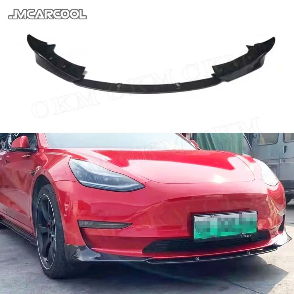 

Carbon Fiber Front Bumper Lip Spoiler 3 PCS Auto Car Decoration For Tesla Model 3 2019 2020 2021 Front Chin Splitter Cover