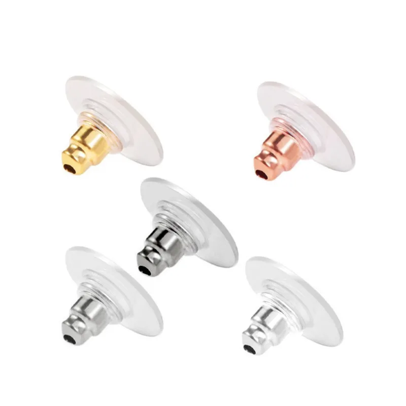 50pcs/bag Plastic Cushion Ear Stoppers Clear Rubber Earring Back Clip Accessories  With Ear Post Jewelry Accessories