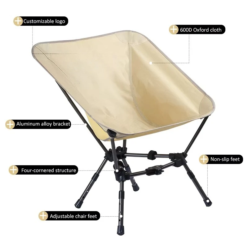 2025 New Portable Camping Outdoor Picnic Stool Aluminum Folding Small Moon Backpacking Outdoor Chair