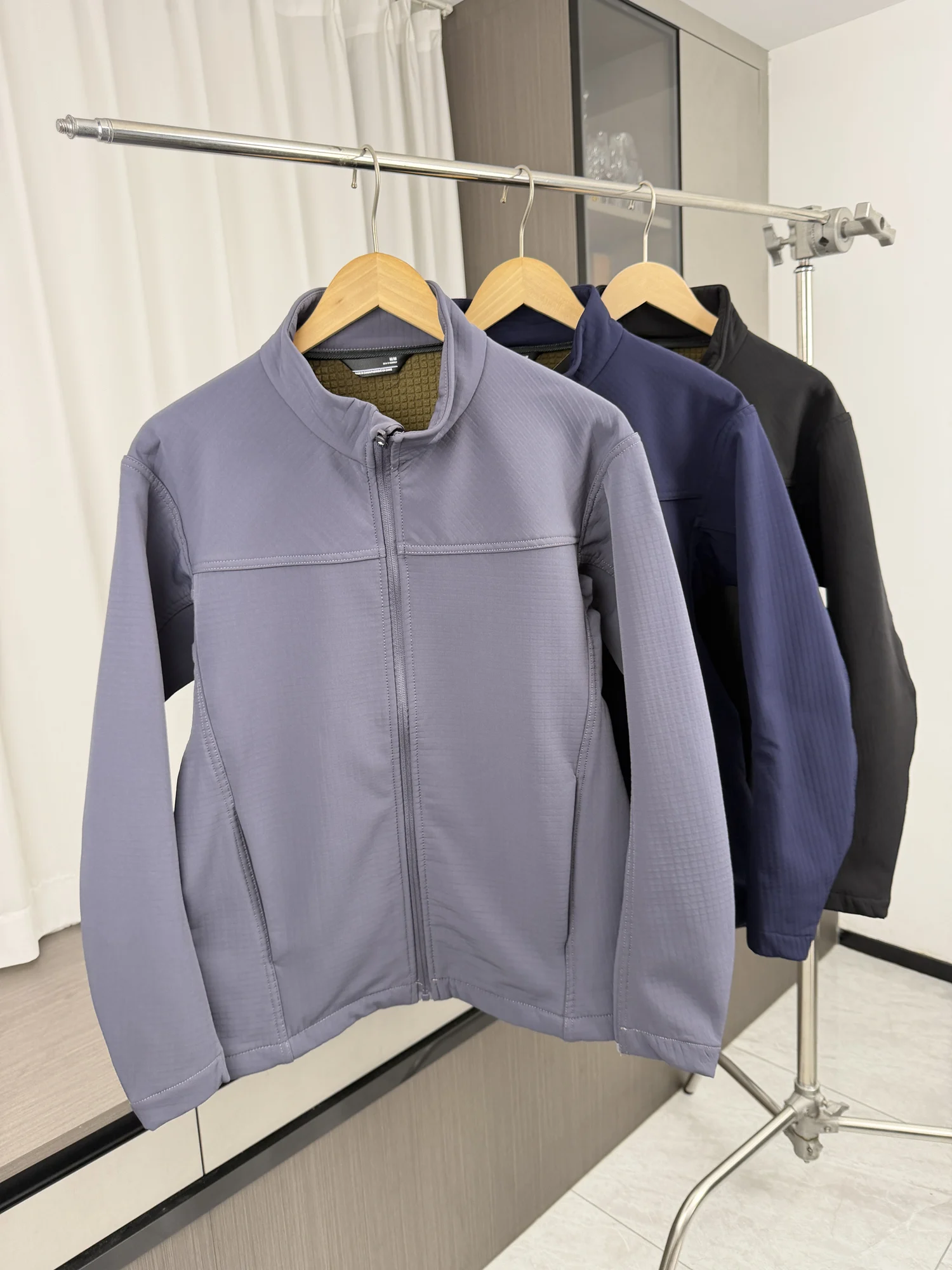 Quick Warm Grid Velvet Men's Autumn Winter Outdoor Commuting Stand Collar Fleece Soft  Jacket Casual Fashion City Style