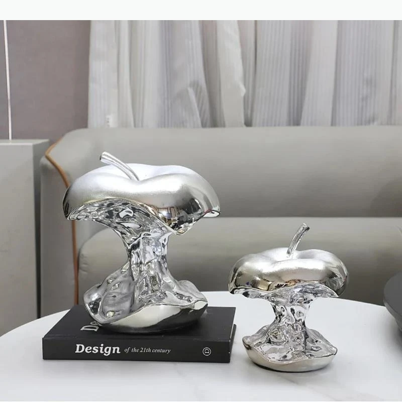 Silver Chipped Resin Statue Delicious Fruits Modern Crafts Desk Decoration Ornaments Fruit Sculpture Room Aesthetics Decor