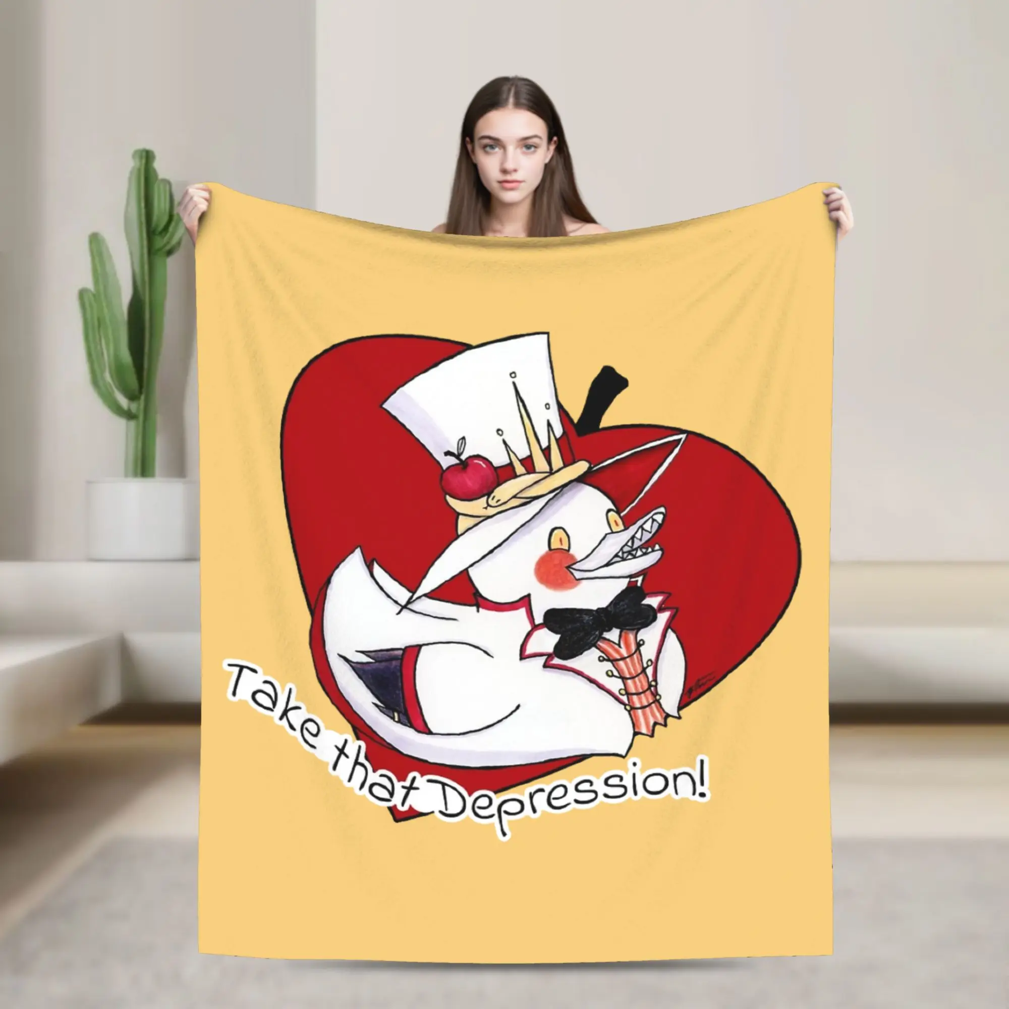 Hazbined Hoteled Lucifer Rubber Duck Blankets Fleece  Winter  Breathable Ultra-Soft Throw Blanket for Bedding Bedroom Quilt