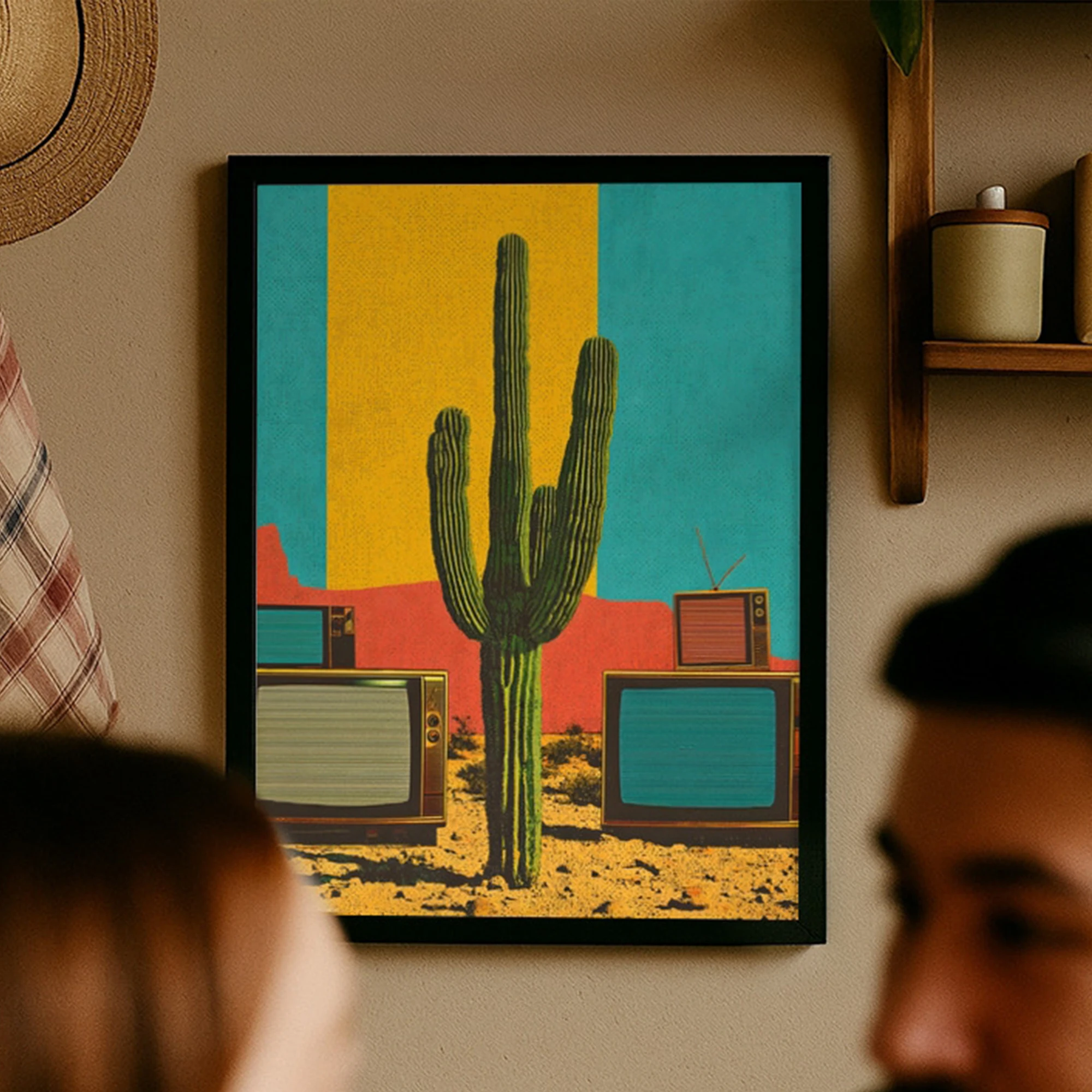 Vintage Cactus Gramophone Wall Art Print Canvas Painting Poster Picture For Living Room,Bedroom Home Decor