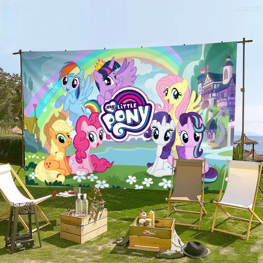 Animation M-My L-Little Pony Cartoon Flag Wall Hanging Banner Decoration Household Home Decor