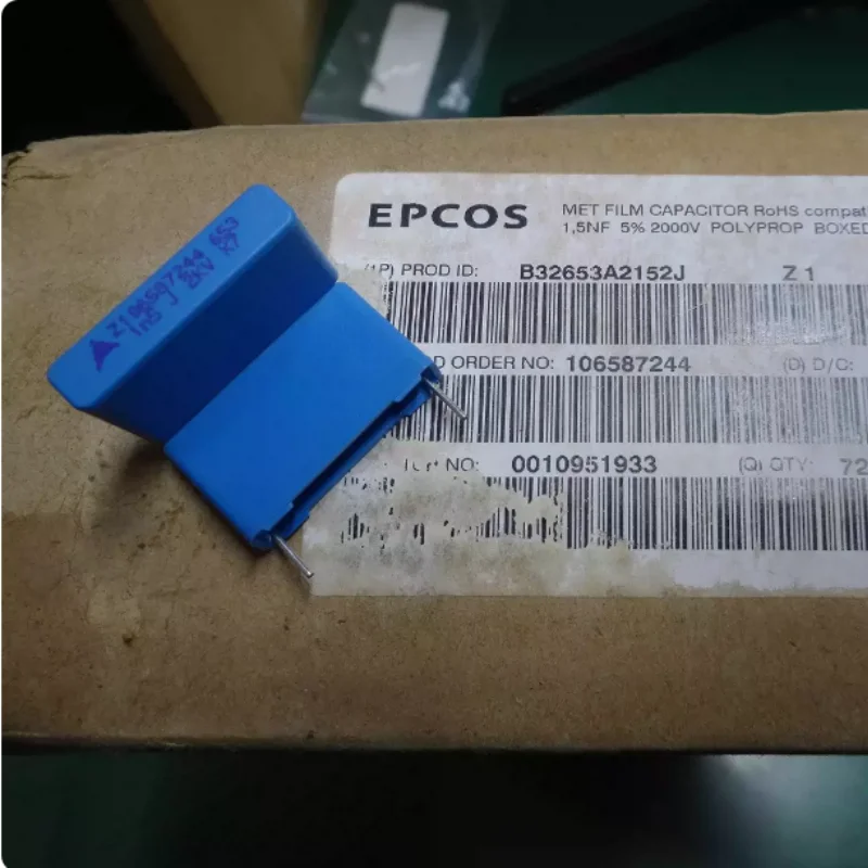 10pcs-100pcs EPCOS 0.0015uf/2000v 1.5nf 1n5 1500pf 152 brand new film capacitor 22MM