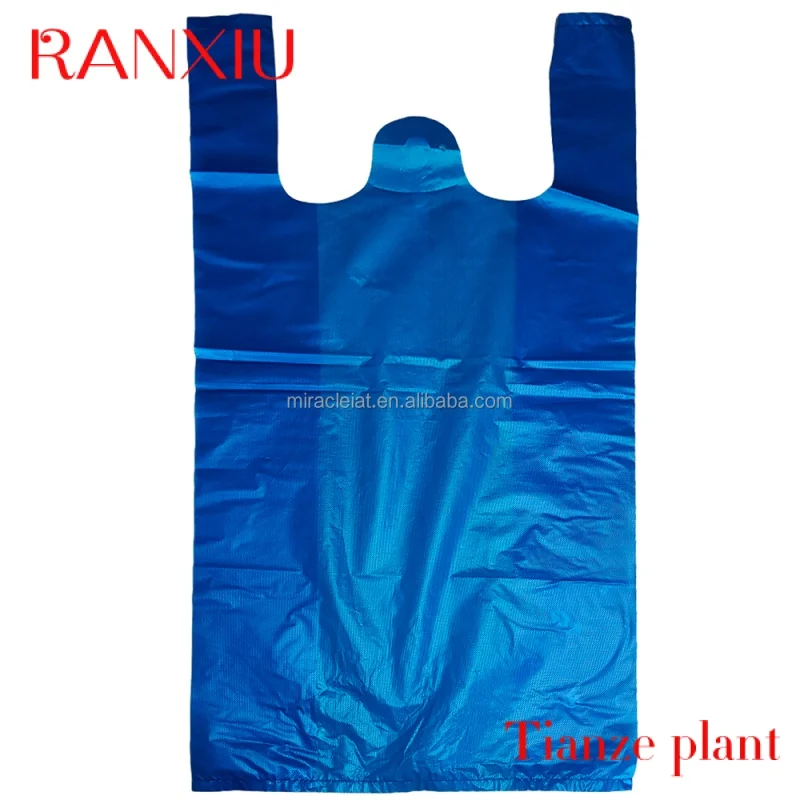 Custom Free Sample Material Polyester Plastic Food Packaged large size handle t-shirt Vest Bags