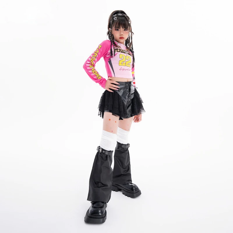 Meisjes Hip Hop Street Dance Kostuum Lange Mouw Top Baggy Broek Street Dance Kleding Cool Jazz Drum Show Stage Performance Wear