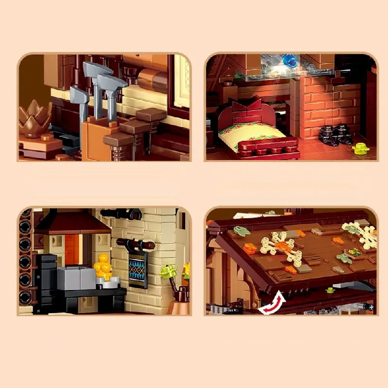 2264 قطعة منزل خشبي للغابات لعبة مكعبات بناء نموذج منزل خشبي صغير تجميع ألعاب الطوب مجموعة هدية للأطفال