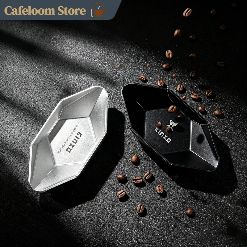 KINXO Aluminum Alloy Coffee Bean Dishing Tray Anodized Weighing Display Dish Anti Flying Coffee Accessory For Barista