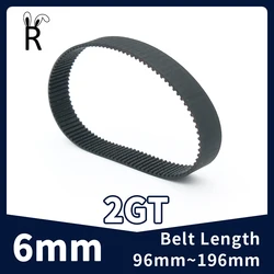 타이밍 동기 벨트 부품 고무 폐쇄 루프 길이, 벨트 폭 6mm, 2GT, 3D 프린터 벨트, GT2, 둘레 96mm-196mm