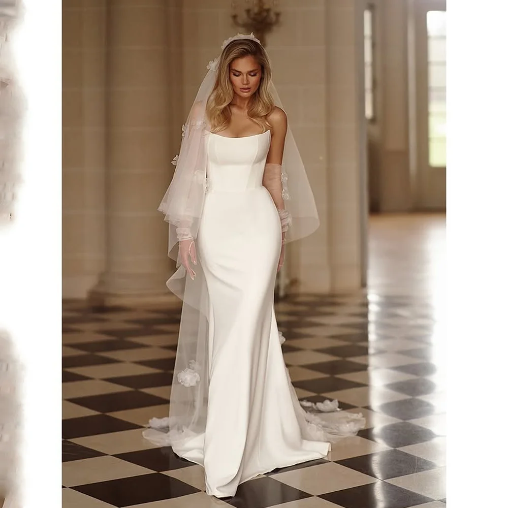 

Новейшие свадебные платья без бретелек с кепкой на плечах и цветами Свадебные платья русалки Свадебное платье по индивидуальному заказу Vestidos de novia