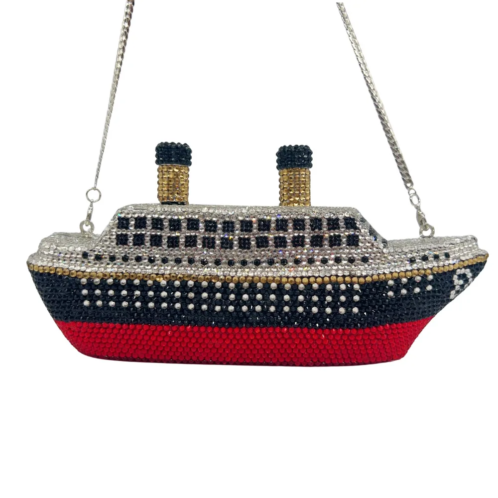

Boat Gold Diamond Wedding Bridal Crystal Evening Bags Women Party Dinner Clutch Purse Minaudiere Bag Rhinestone Purses