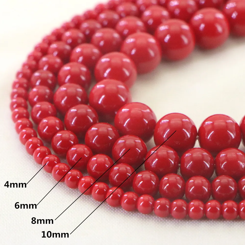 Vintage Red Coral Bracelet Jewelry Smooth 4-10mm Stone Beaded Extend Bracelet Bangle for Women Yoga Can Be Used As A Keyring