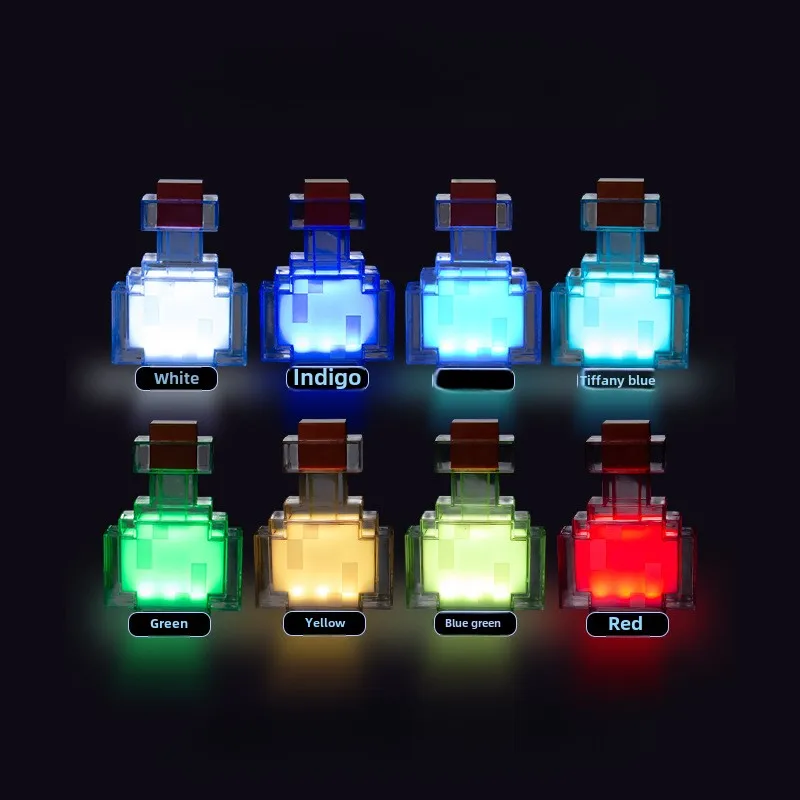 8 Colors Minecraft Night Light Personalized Color Changing Potion Bottle Lamp Bedroom Decorative Type C Charge Ambient Lighting