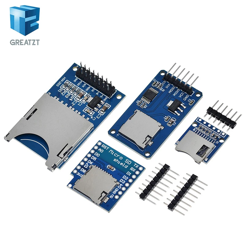 D1 Mini TF Card Module Micro SD Storage Expansion Board Mini Micro SD TF Card Memory Shield Module With Pins for Arduino ARM AVR