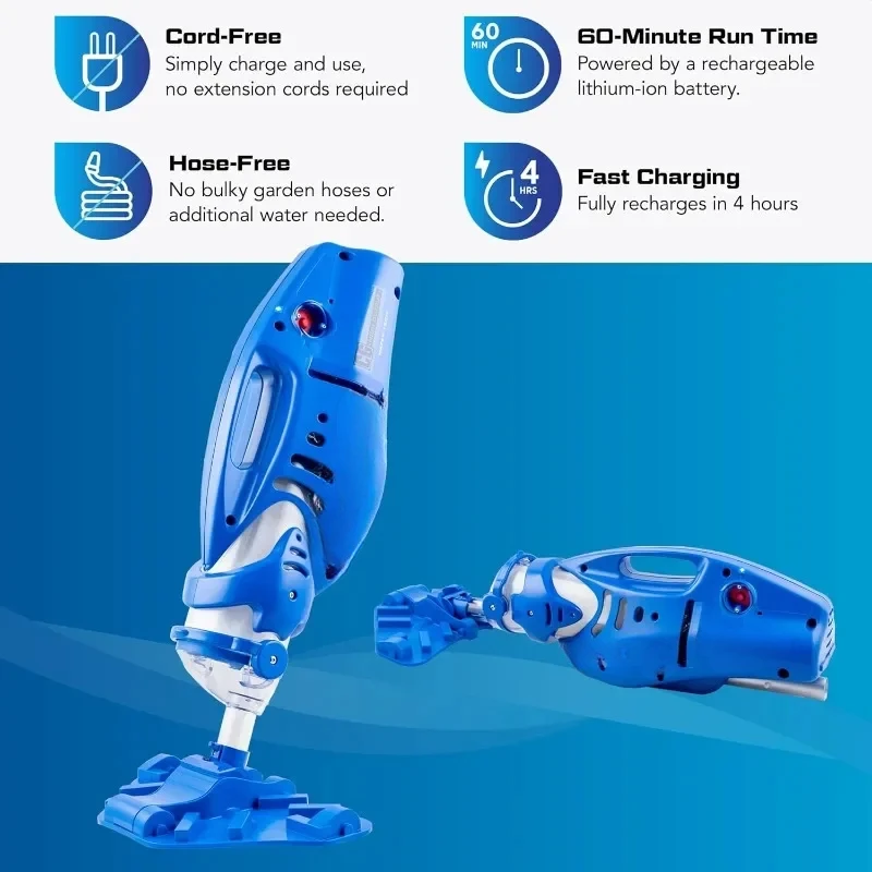 Cordless Pool Vacuum Deep Cleans Spot-Cleans in Seconds Strong Suction Handheld Rechargeable