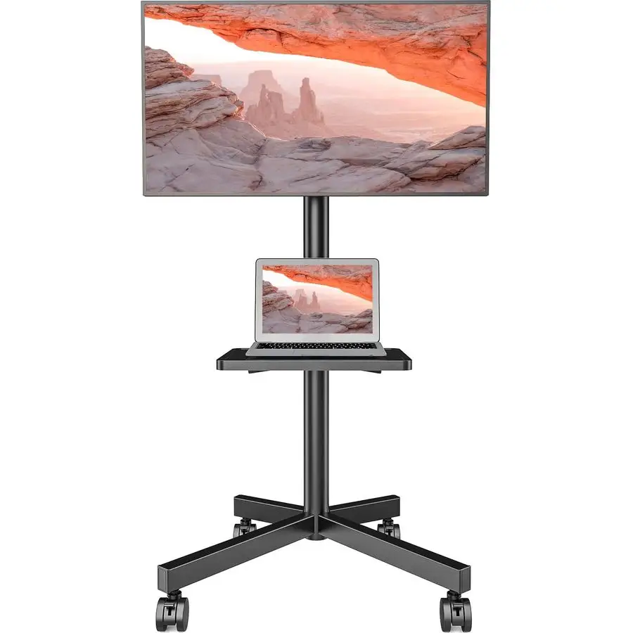

Мобильная подставка для телевизоров с диагональю 23-60 дюймов, для LCD/LED телевизоров с плоским и изогнутым экраном, передвижная тележка для ТВ, выдерживает до 88 фунтов, портативная подставка с полкой.