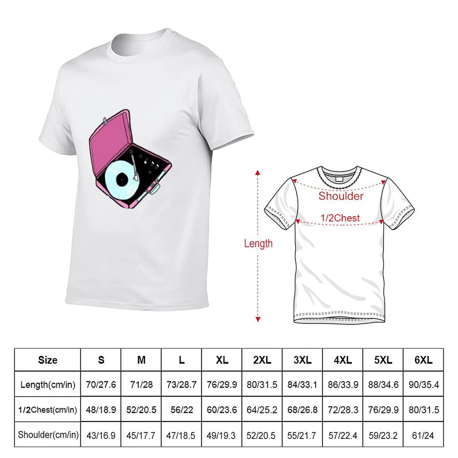 baby blue and pink record player T-Shirt baggy shirts cheap stuff mens graphic t-shirts big and tall