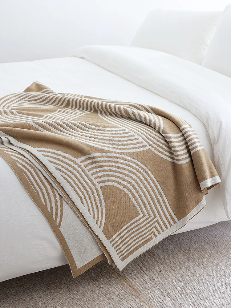 Nordic Geometric Knitted Blanket for Beds Modern Simplicity Sofa Cover Luxury Throw Blanket Home Decor Bed End Towel Soft Shawl