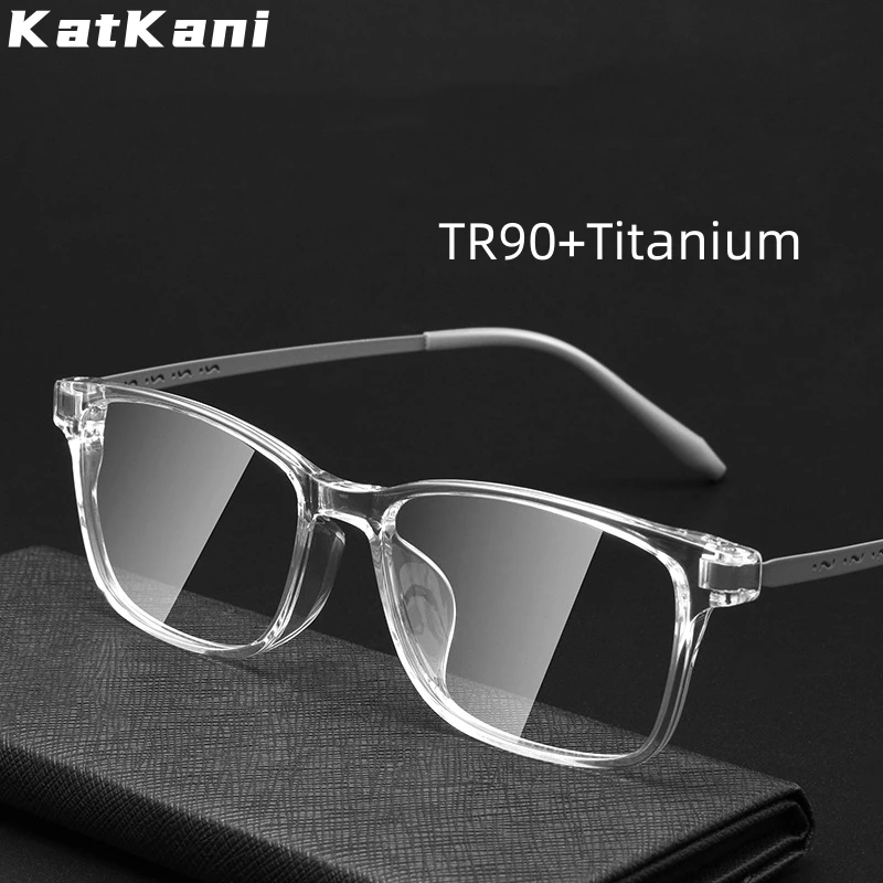 KatKani New Fashion Eyewear Retro Square Glasses  TR90 + Titanium  Optical Prescription Eyeglasses Frame For Men Women 99103T