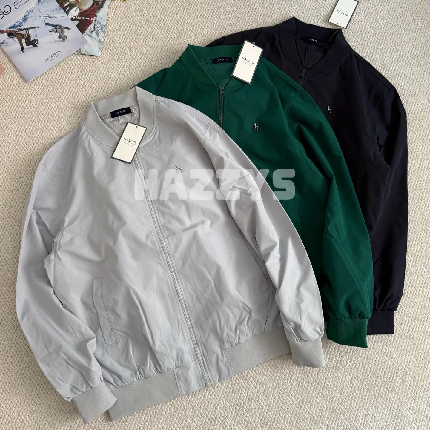 HAZZYS Men's Lightweight Bomber Jacket Water Resistant UPF Sun Protection Casual Baseball Collar Windbreaker Fall Outerwear