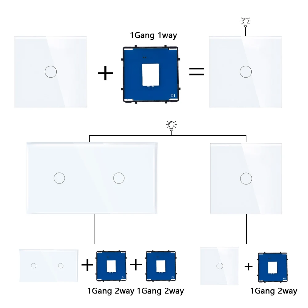 TAWOIA Touch Switch EU Russia Touch Sensor Light Switches 157mm DIY With White Glass Panel Function Parts Home Improvement