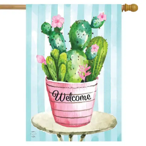 Cactus Bouquet Spring House Flag Welcome Floral 28