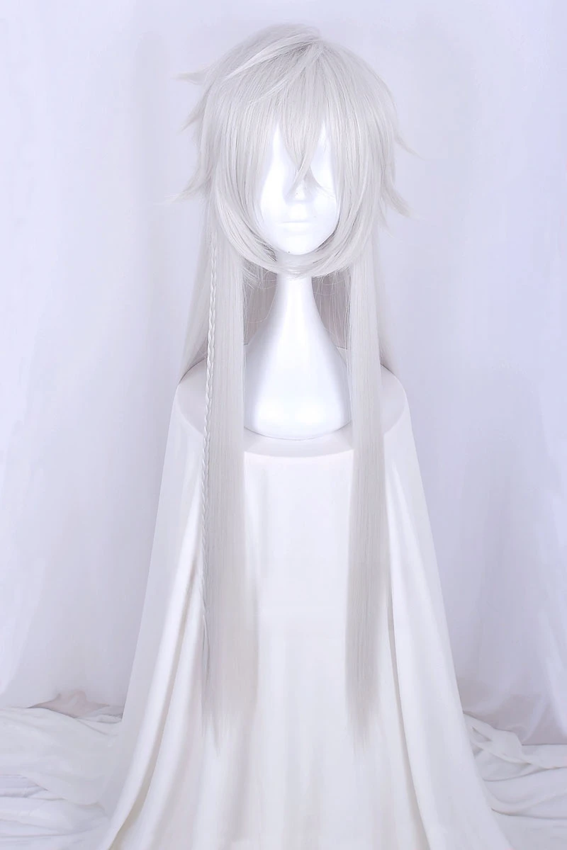 Black Butler Kuroshitsuji Under Taker Wig Undertaker Long Silver Heat Resistant Synthetic Hair Cosplay Wig
