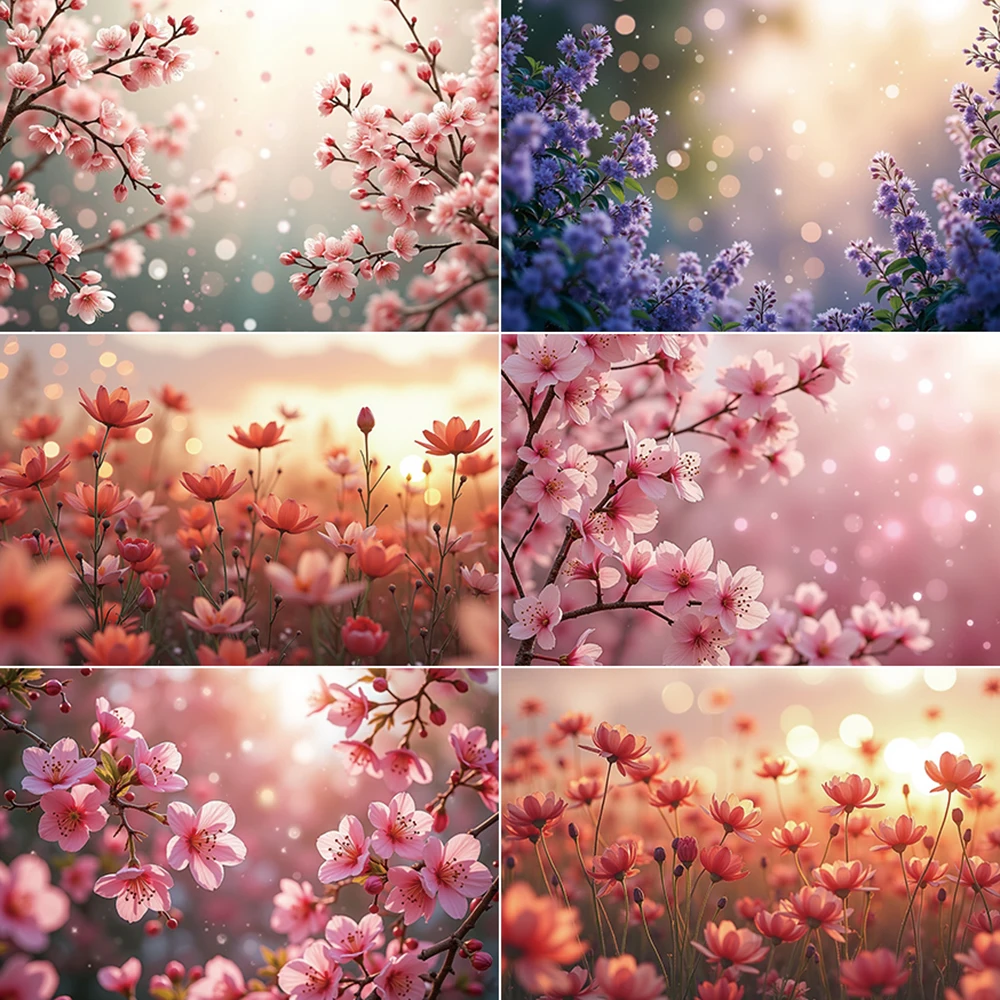 

MOON.QG Natural Spring Scenery Background Garden Floral Flower Blossom Backdrop Children Home Party Decoration Photography Props