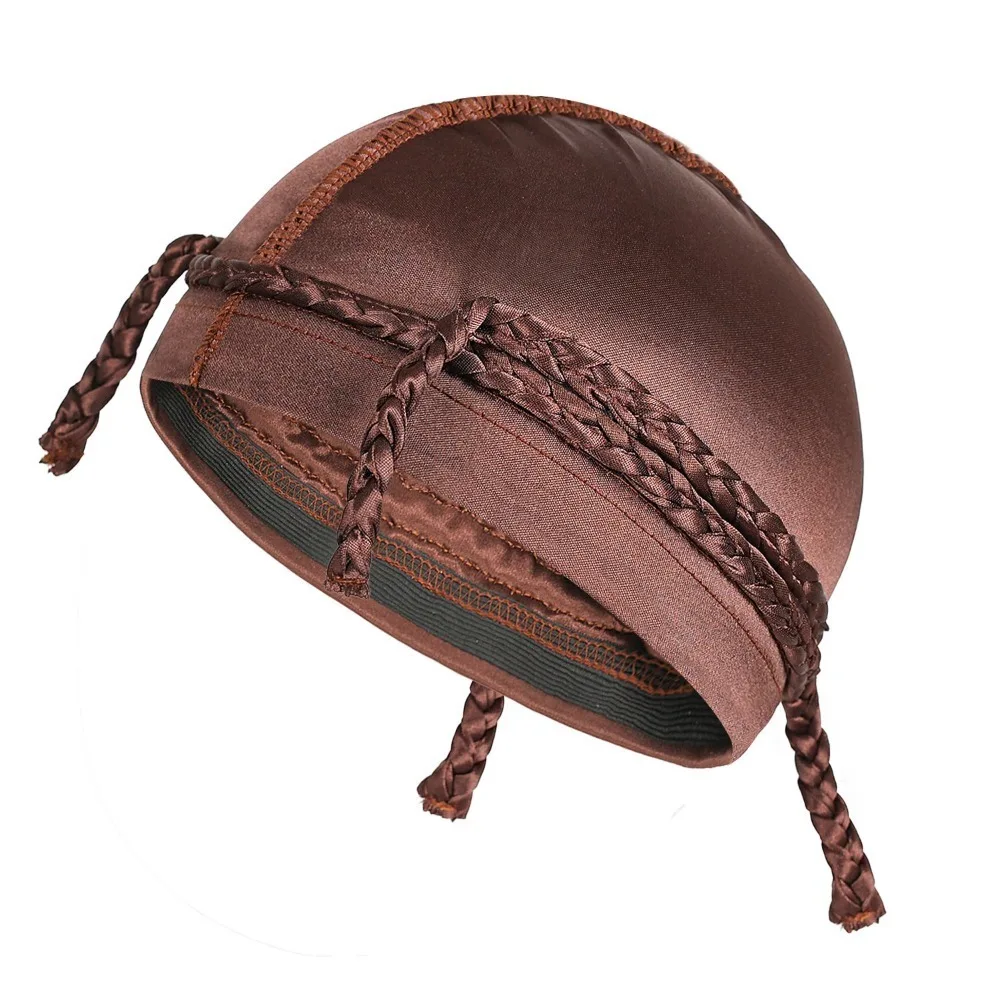 

New Solid Color Men Dome Cap Imitation Silk Elastic Sports Cap Bonnet Running